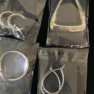 Silver Geometric Hoop Earrings